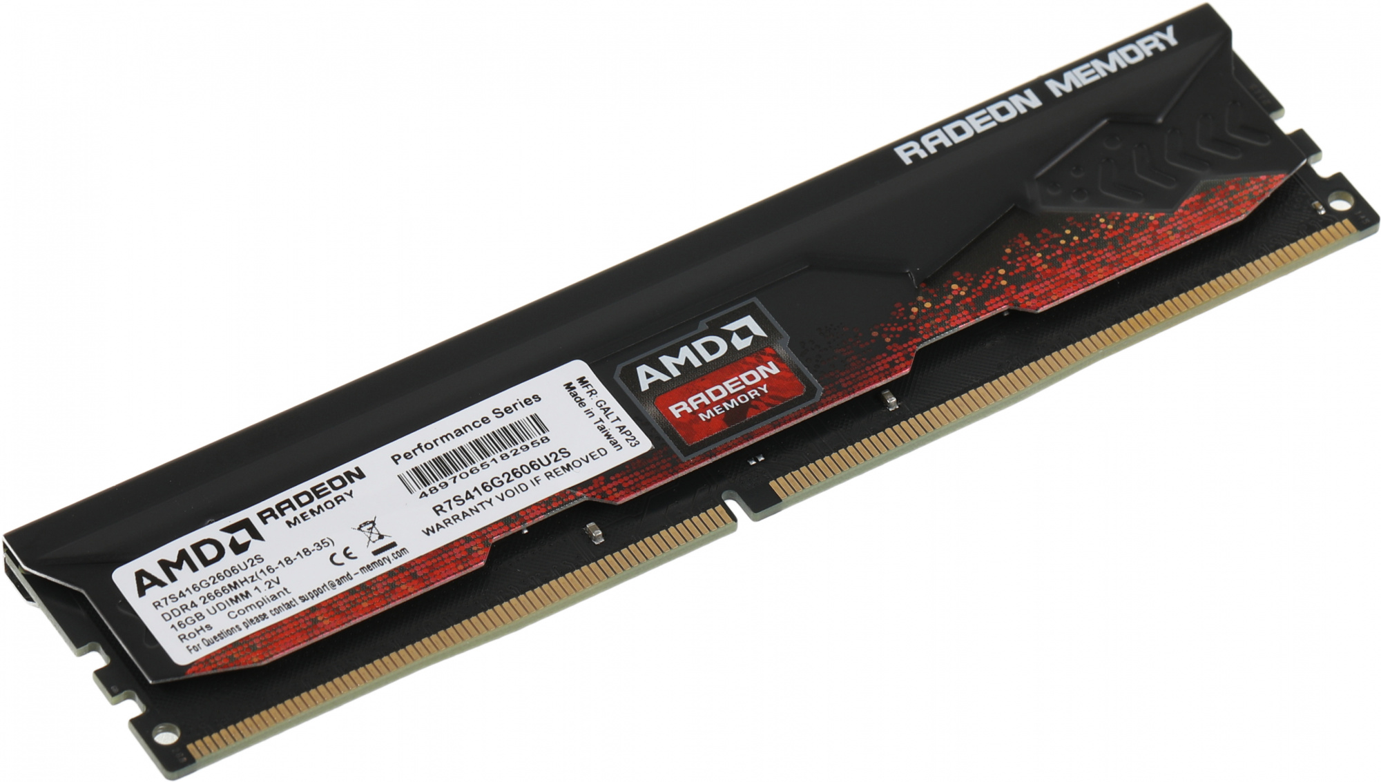 Память DDR4 16Gb 2666MHz AMD R7S416G2606U2S Radeon R7 Performance Series RTL PC4-21300 CL16 DIMM 288-pin 1.2В с радиатором Ret