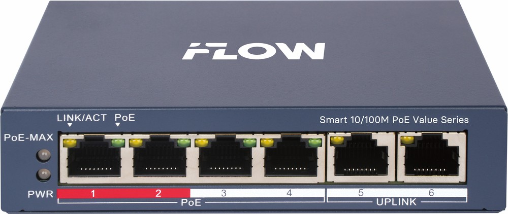 F-SW-EM206POE-VM/L - настраиваемый коммутатор Value СЕРИЯ (100М PoE) Смарт-управляемый, iFLOW