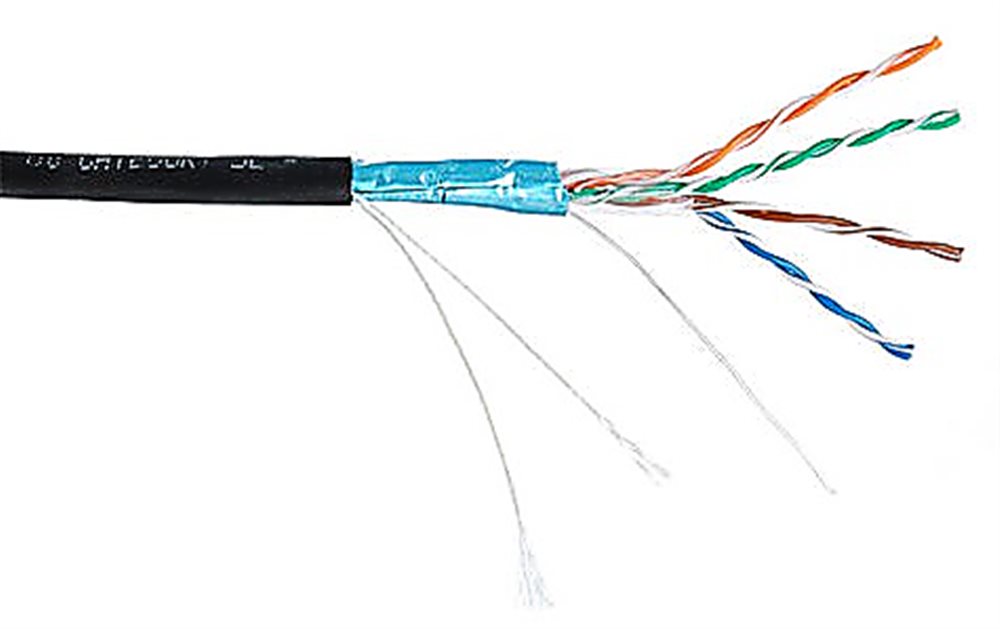 EC-UF004-5E-PE-BK-1 - Кабель NETLAN F/UTP 4 пары, Кат.5e (Класс D), 100МГц, одножильный, BC (чистая медь), внешний, PE до -40C, черный, 100м