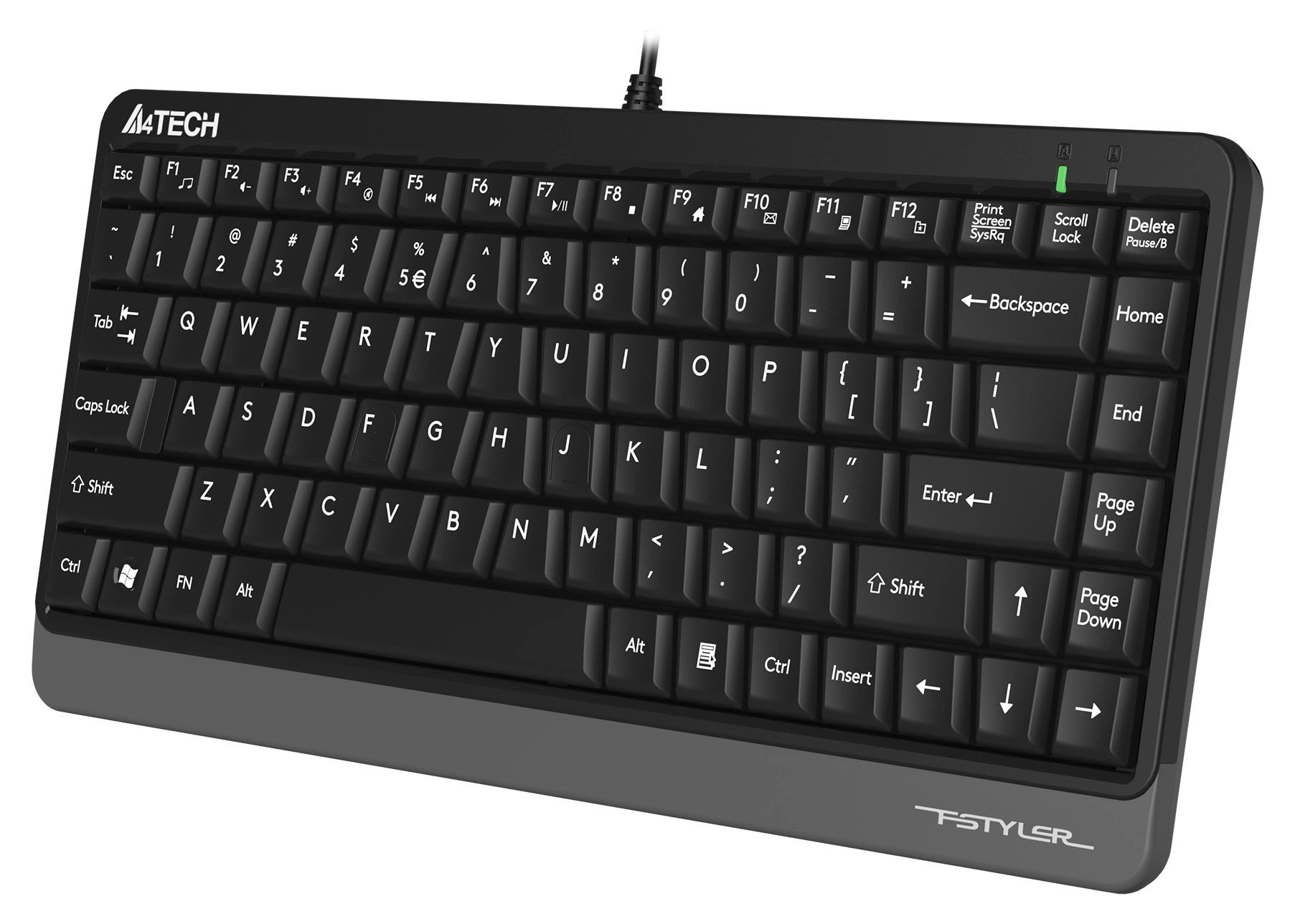 Клавиатура A4Tech FKS11 черный/серый USB (FKS11 GREY) кабель 1.5м