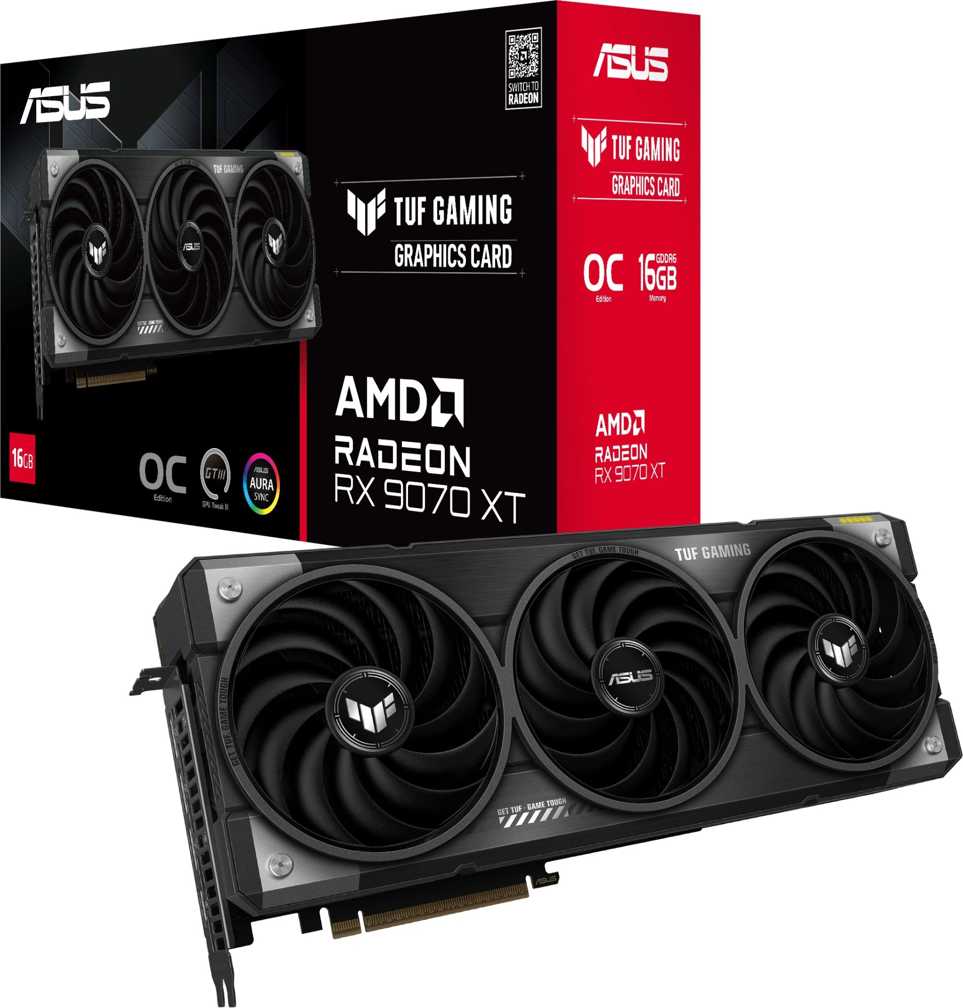 Видеокарта Asus PCI-E 5.0 TUF-RX9070XT-O16G-GAMING AMD Radeon RX 9070XT 16Gb 256bit GDDR6 2520/20000 HDMIx1 DPx3 HDCP Ret