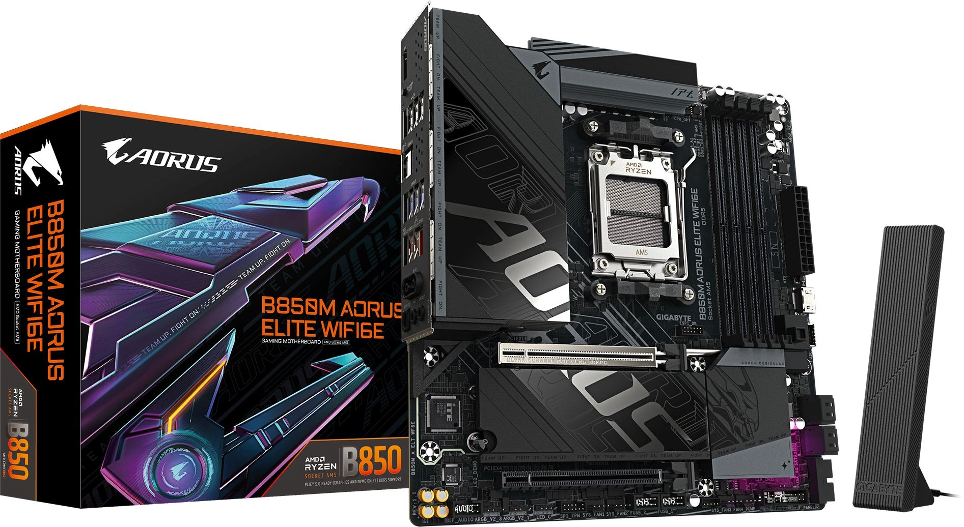 Материнская плата Gigabyte B850M AORUS ELITE WIFI6E Socket AM5 AMD B850 mATX AC`97 8ch(7.1) 2.5Gg RAID+DP