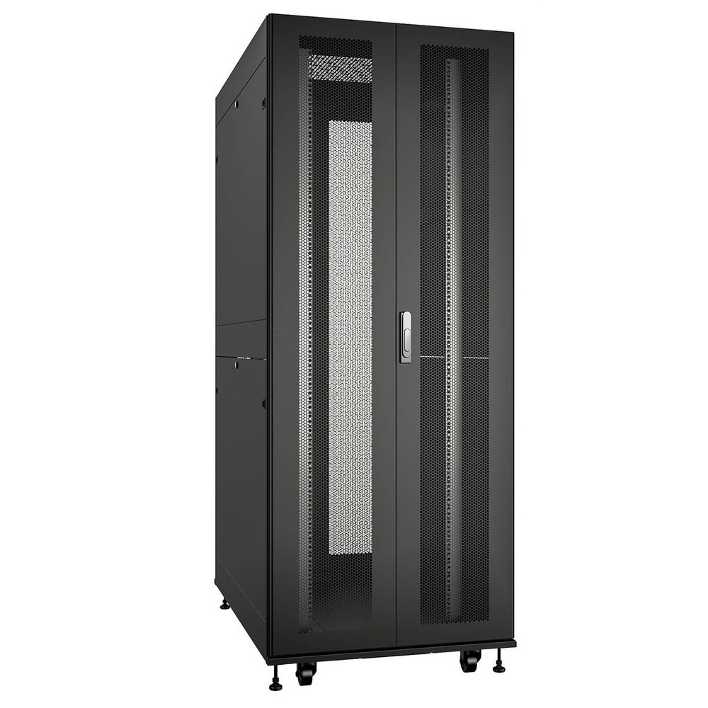 Cabeus ND-SC-47U80/120-BK - Шкаф серверный телекоммуникационный 19" напольный для распределительного и серверного оборудования 47U 800x1200mm передняя и задняя двойные перфорированные двери, ручки с замком, цвет черный (RAL 9004)
