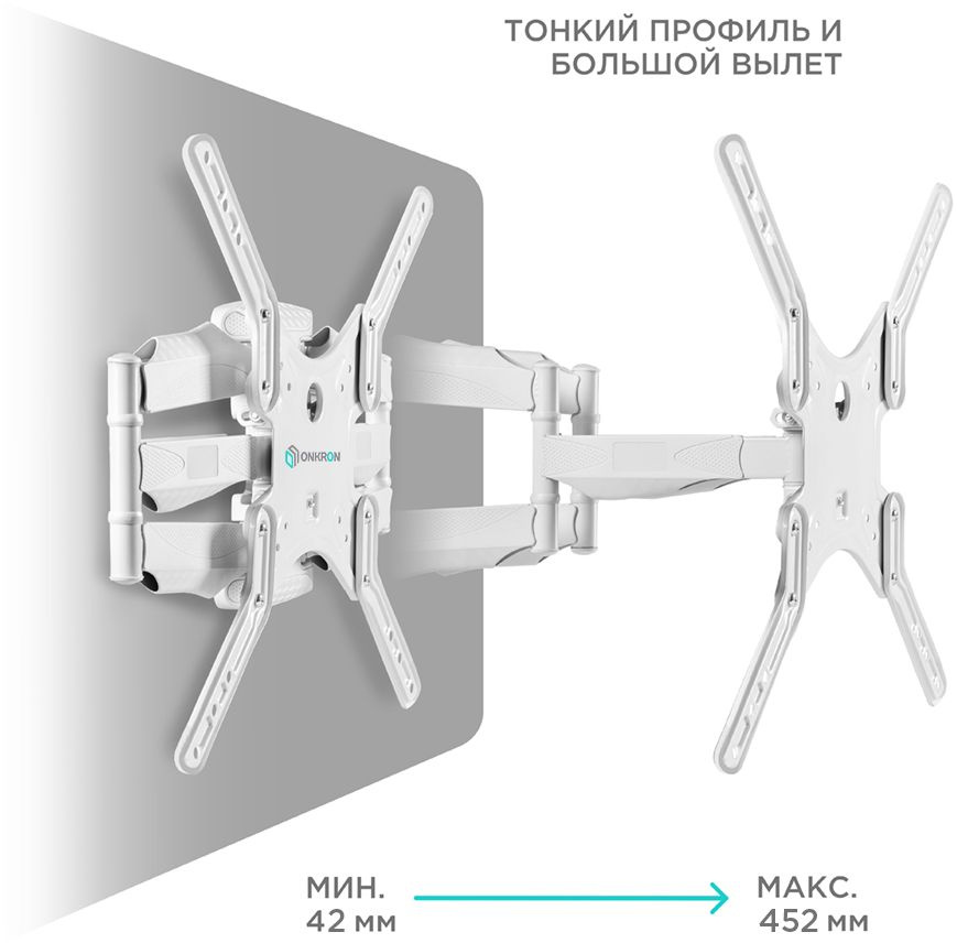 Кронштейн для телевизора Onkron M5 белый 37"-70" макс.36.4кг настенный поворот и наклон