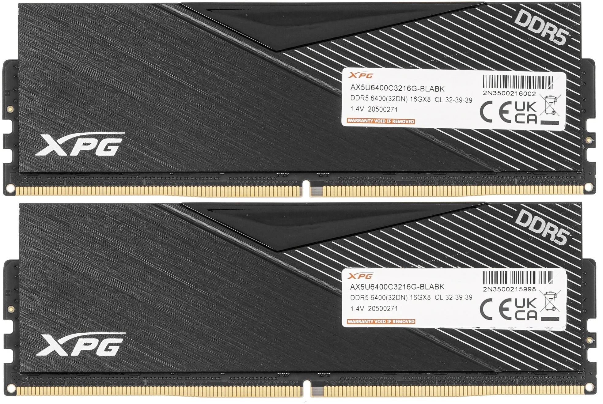 Память DDR5 2x16GB 6400MHz A-Data AX5U6400C3216G-DCLABK XPG Lancer RTL PC5-51200 CL32 DIMM 288-pin 1.4В kit dual rank с радиатором Ret