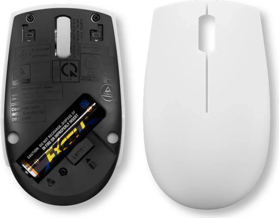 Мышь Lenovo 300 Wireless Compact светло-серый оптическая 1000dpi беспров. USB 2but (GY51L15677)