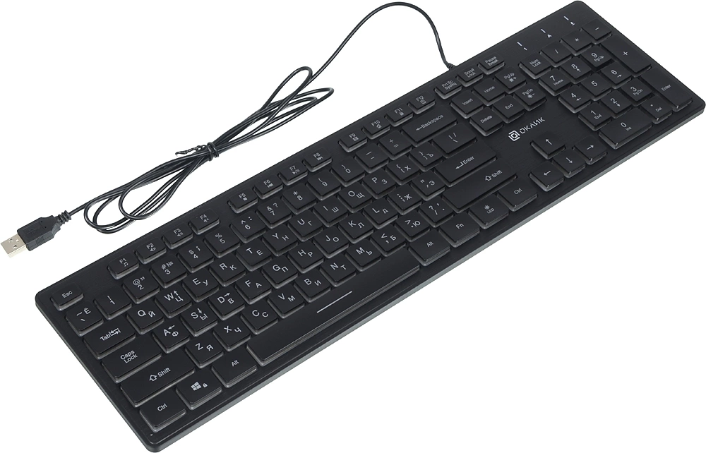 Клавиатура Оклик 550ML черный USB slim Multimedia LED (1061617)