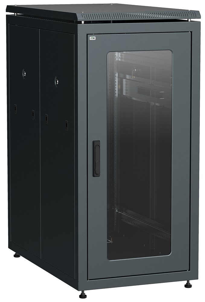 LN05-28U81-GP - ITK LINEA N 28U 800х1000мм стекл. пер. дв. задн. перф. чер.