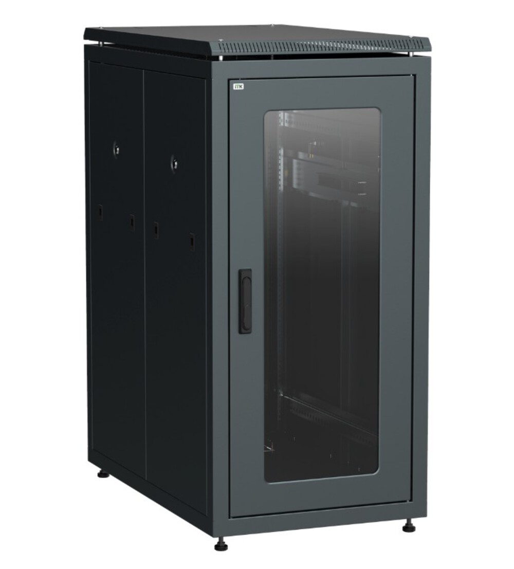 LN05-24U61-G - Шкаф сетевой 19" LINEA N 24U 600х1000 мм стеклянная передняя дверь черный, ITK