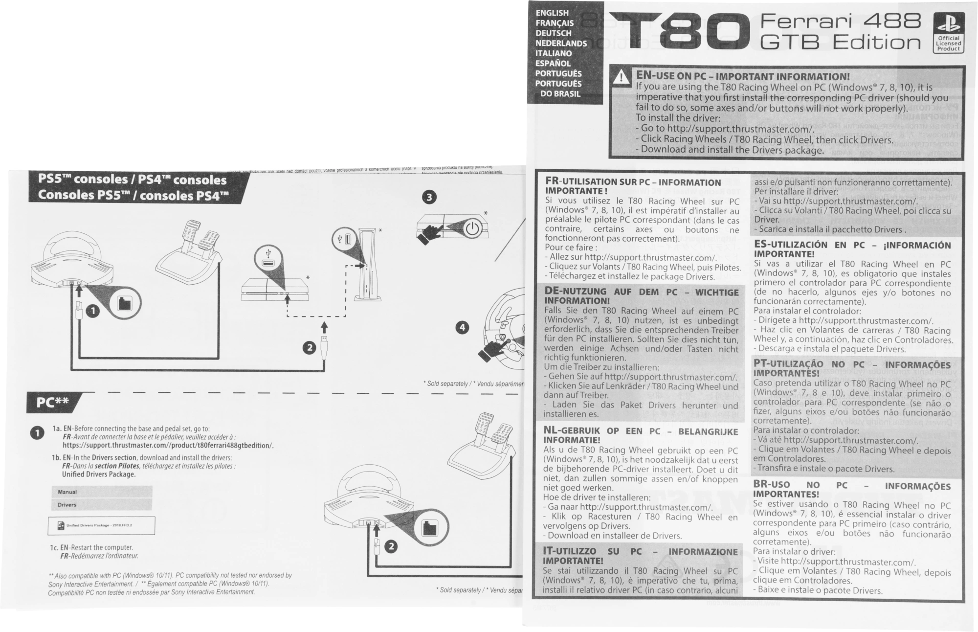Руль ThrustMaster T80 RW FERRARI 488 GTB EMEA VERSION (4160672)