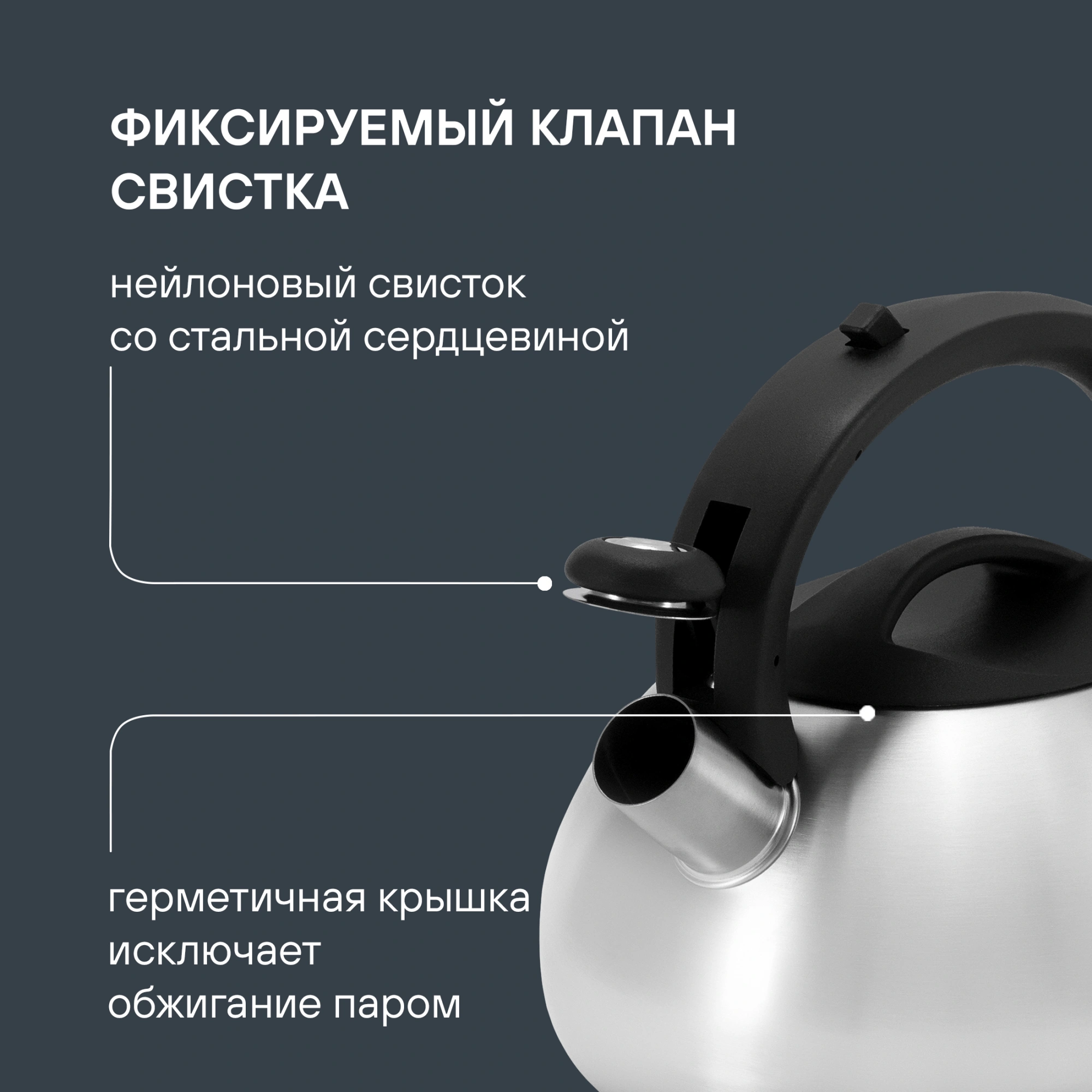 Чайник металлический Rondell Sieden RDS-088 3л. стальной