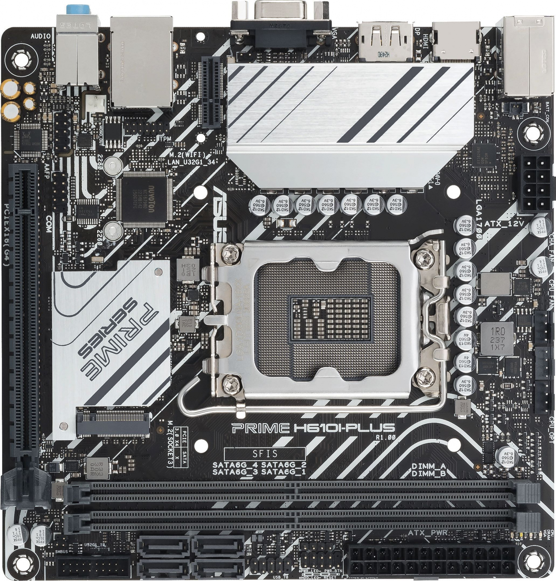 Материнская плата Asus PRIME H610I-PLUS-CSM Soc-1700 Intel H610 2xDDR5 mini-ITX AC`97 8ch(7.1) GbLAN+VGA+HDMI+DP