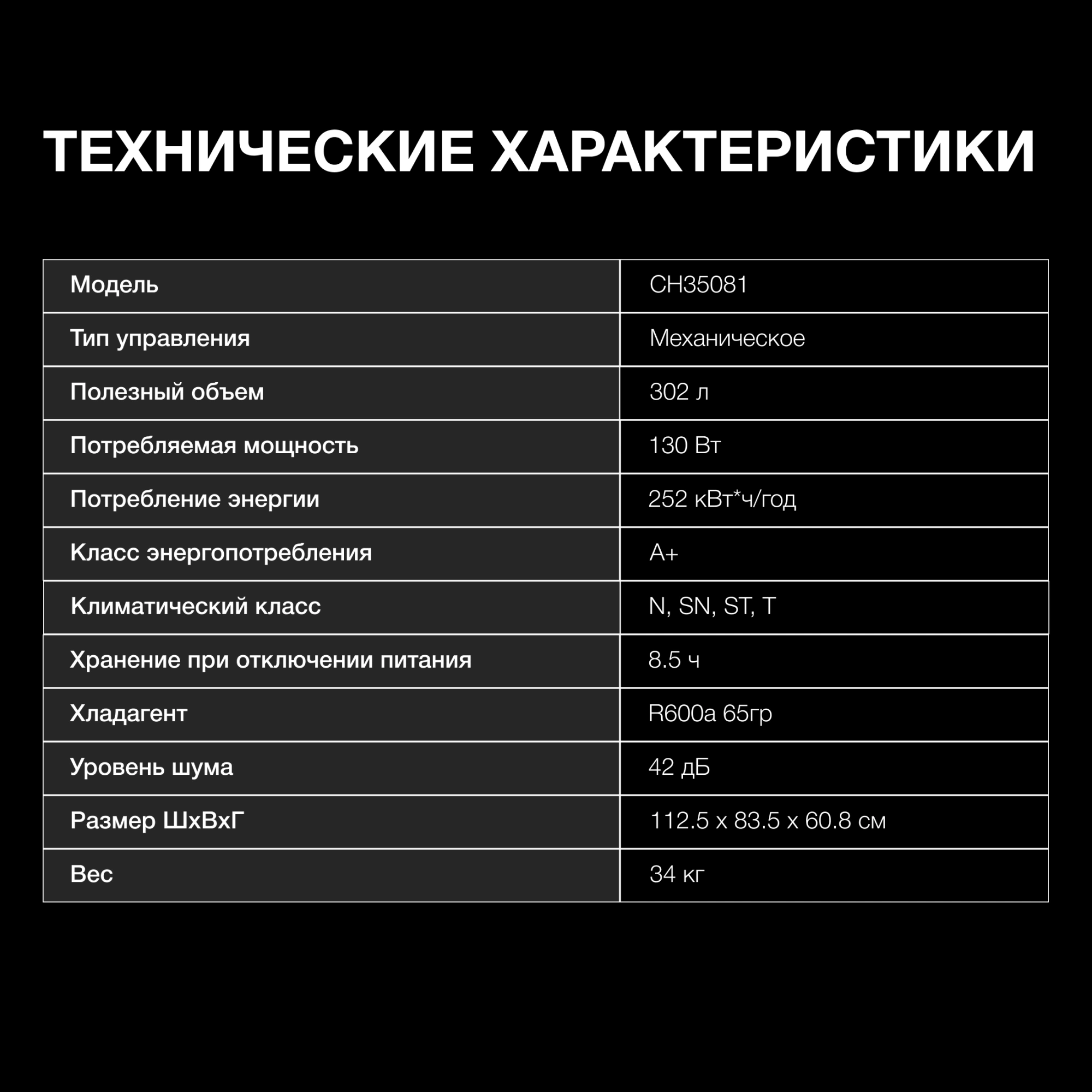 Морозильный ларь Hyundai CH35081 белый 130Вт