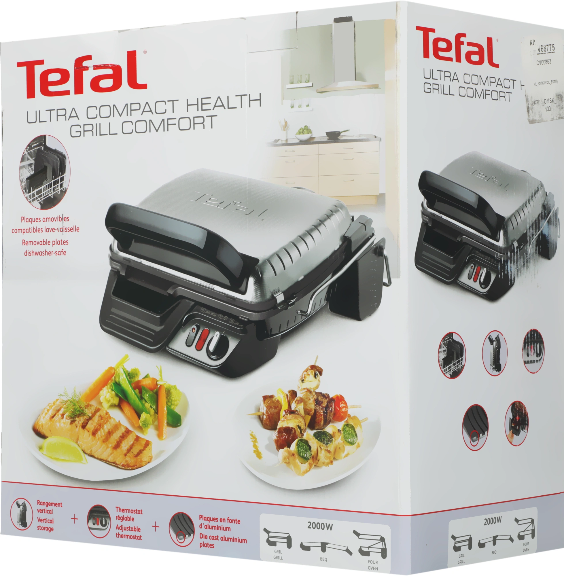 Электрогриль Tefal GC306012 2000Вт серебристый/черный