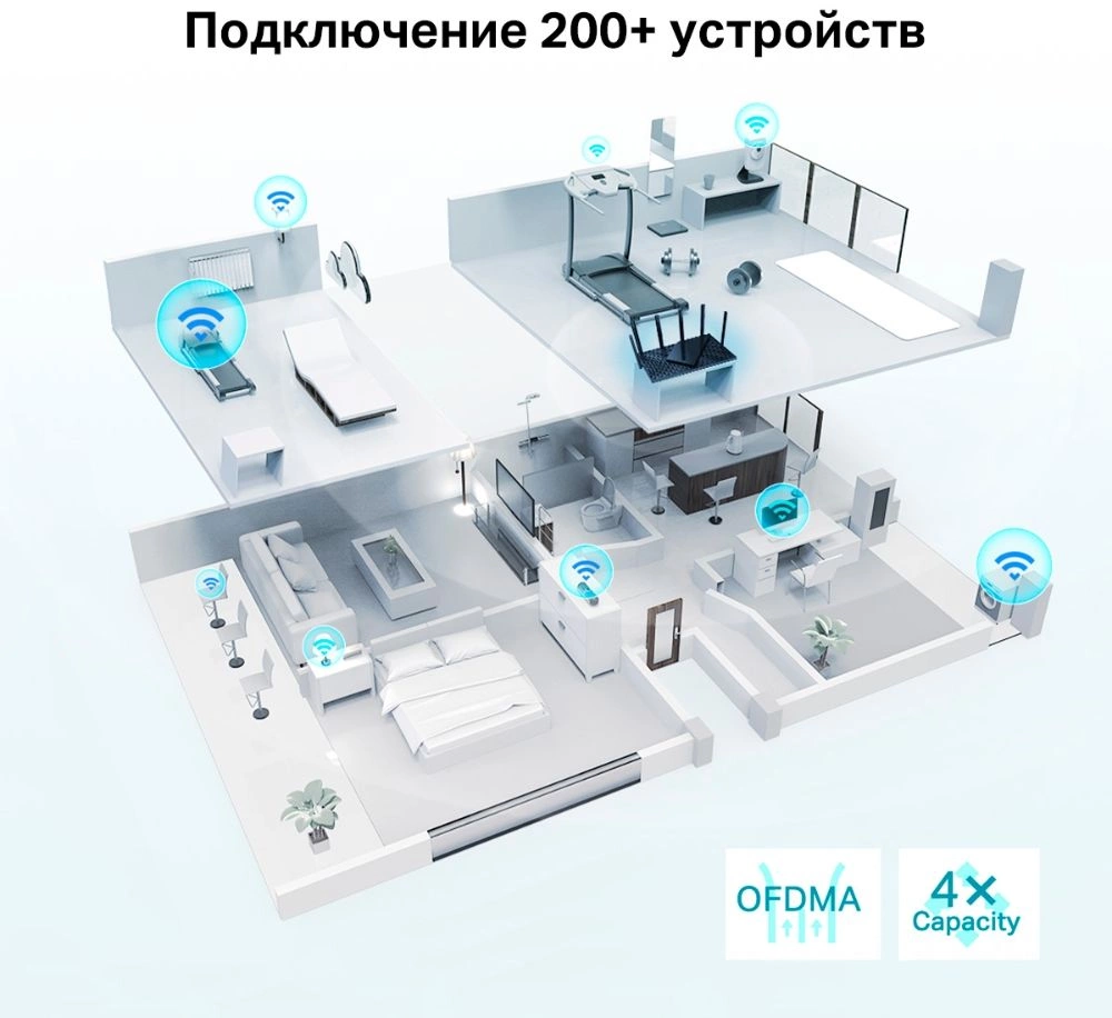 Роутер беспроводной TP-Link Archer AX72 AX5400 10/100/1000BASE-TX черный