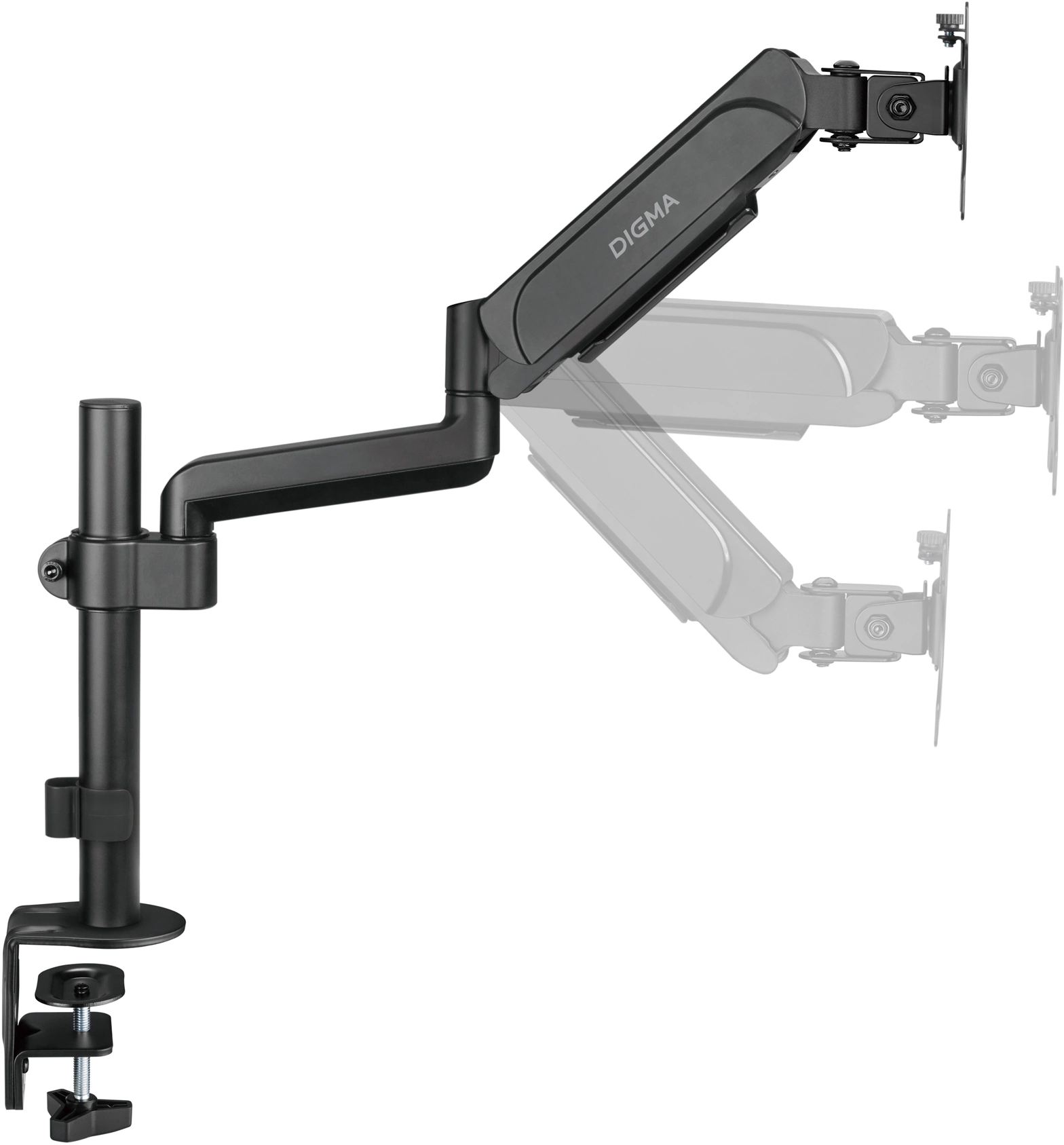Кронштейн для мониторов ЖК Digma D-MM201 черный 17"-32" макс.9кг крепление к столешнице поворот и наклон