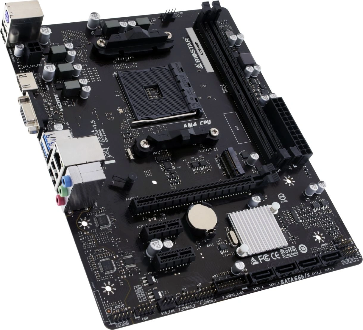 Материнская плата Biostar A520MHP Soc-AM4 AMD A520 2xDDR4 mATX AC`97 8ch(7.1) GbLAN RAID+VGA+HDMI