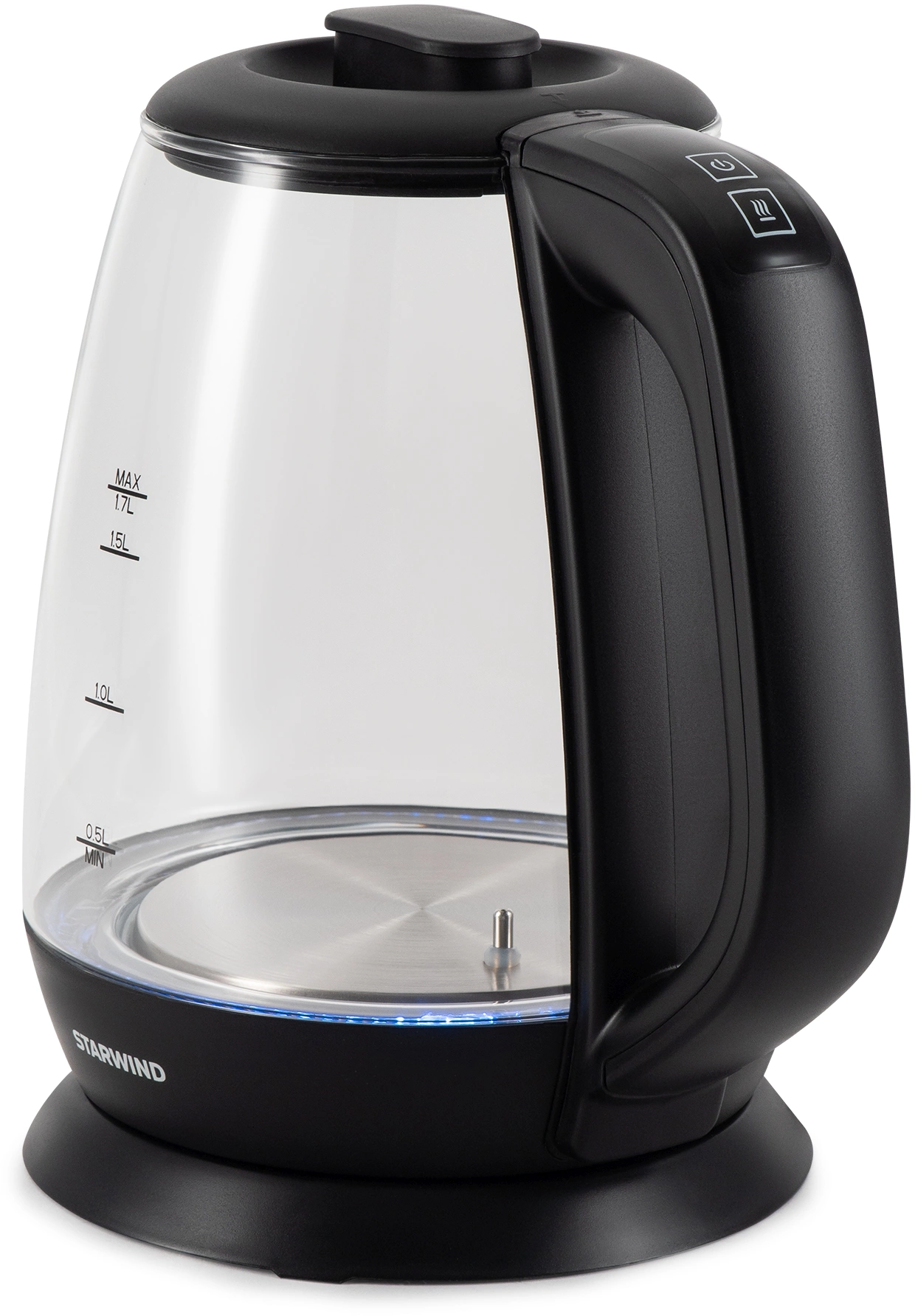 Чайник электрический Starwind SKS3036 1.7л. 2200Вт черный корпус: стекло