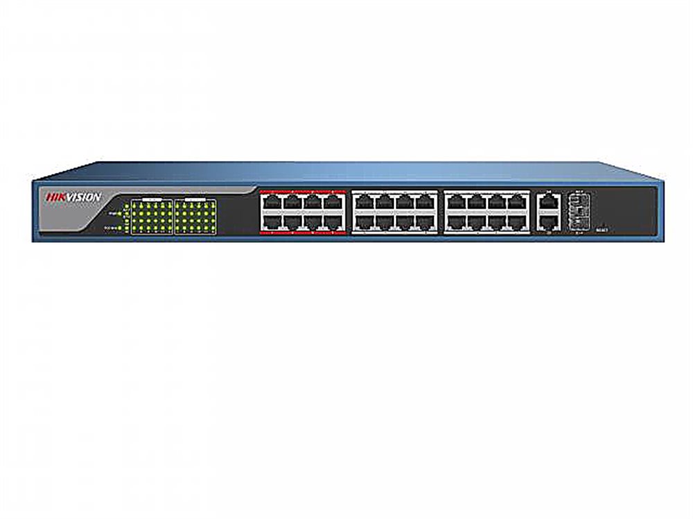 Неуправляемый PoE коммутатор DS-3E0326P-E (B)  24 портов RJ45 100M PoE