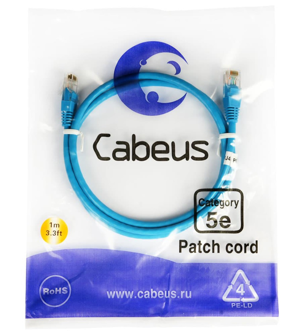 Cabeus PC-UTP-RJ45-Cat.5e-1m-BL Патч-корд U/UTP, категория 5е, 2xRJ45/8p8c, неэкранированный, черный, PVC, 1м Патч-корд U/UTP, категория 5е, 2xRJ45/8p8c, неэкранированный, синий, PVC, 1м