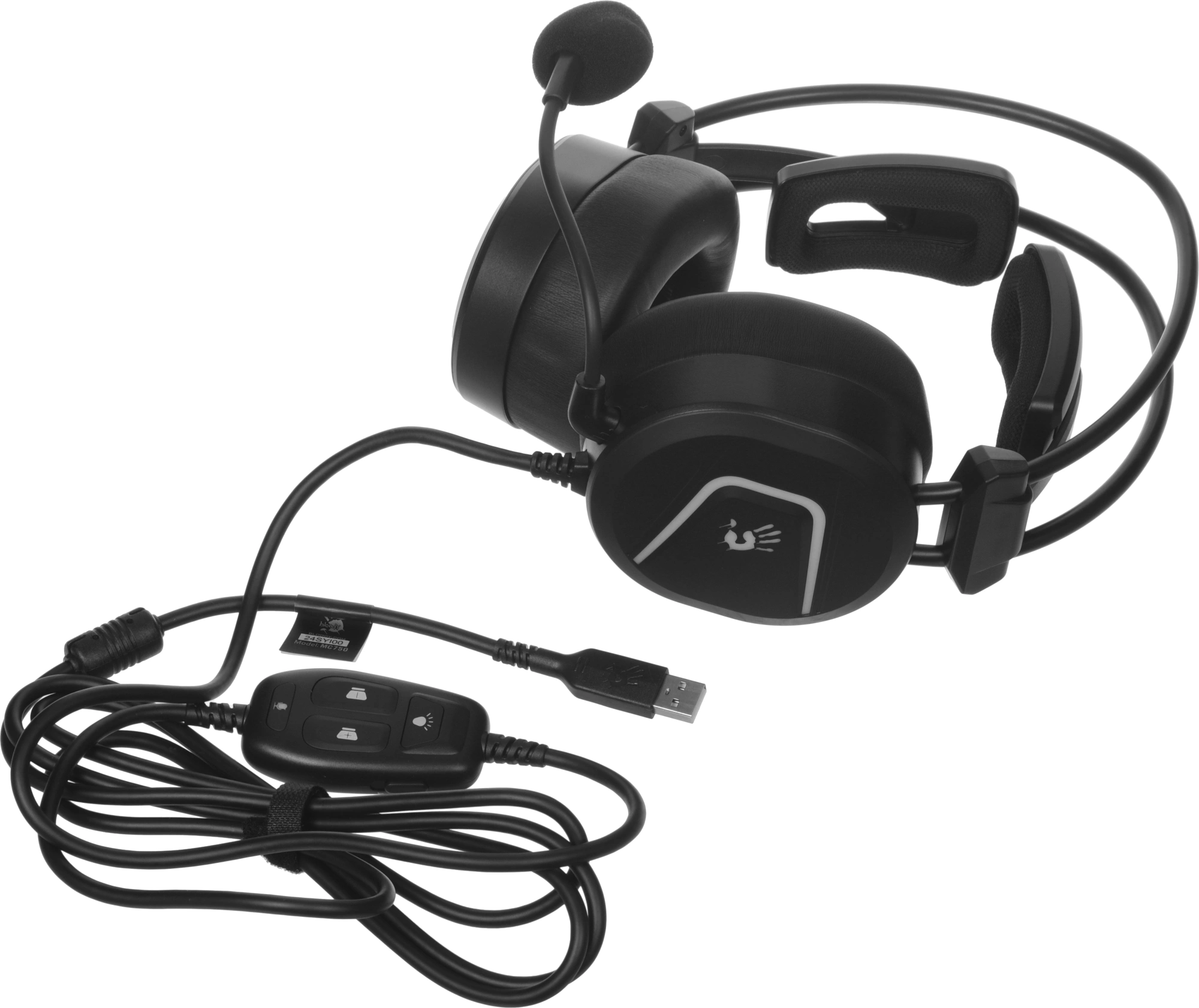 Наушники с микрофоном A4Tech Bloody MC750 черный 2.3м мониторные USB оголовье (MC750 BLACK)