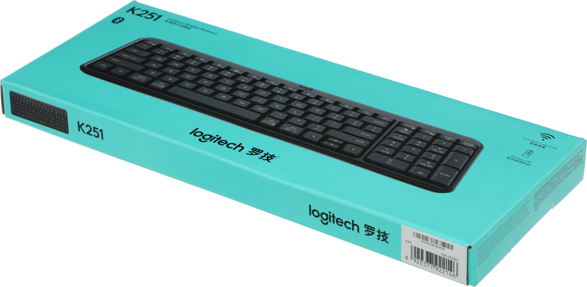 Клавиатура Logitech K251 черный беспроводная BT slim (920-013363)