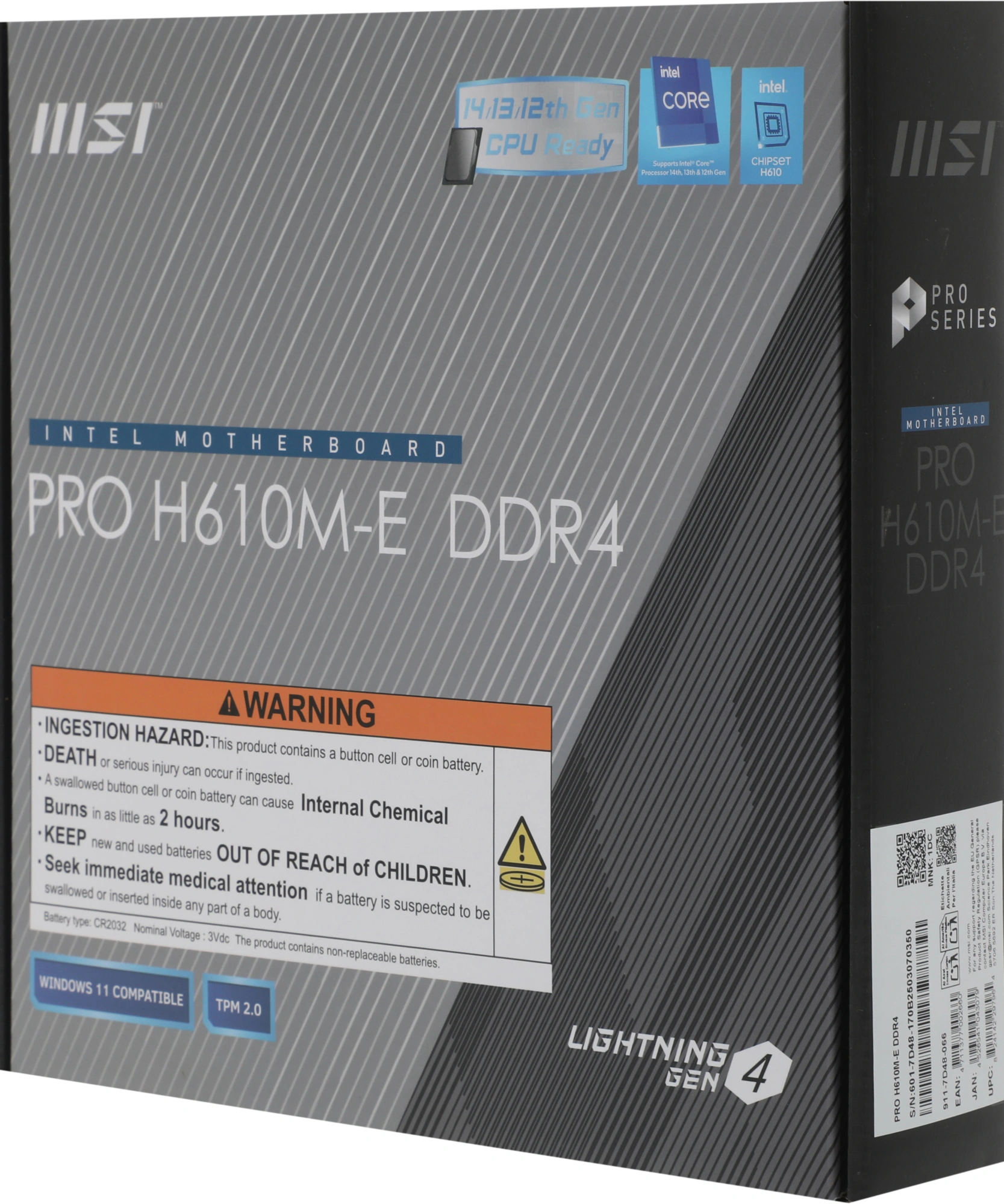 Материнская плата MSI PRO H610M-E DDR4 Soc-1700 Intel H610 2xDDR4 mATX AC`97 8ch(7.1) GbLAN+VGA+HDMI