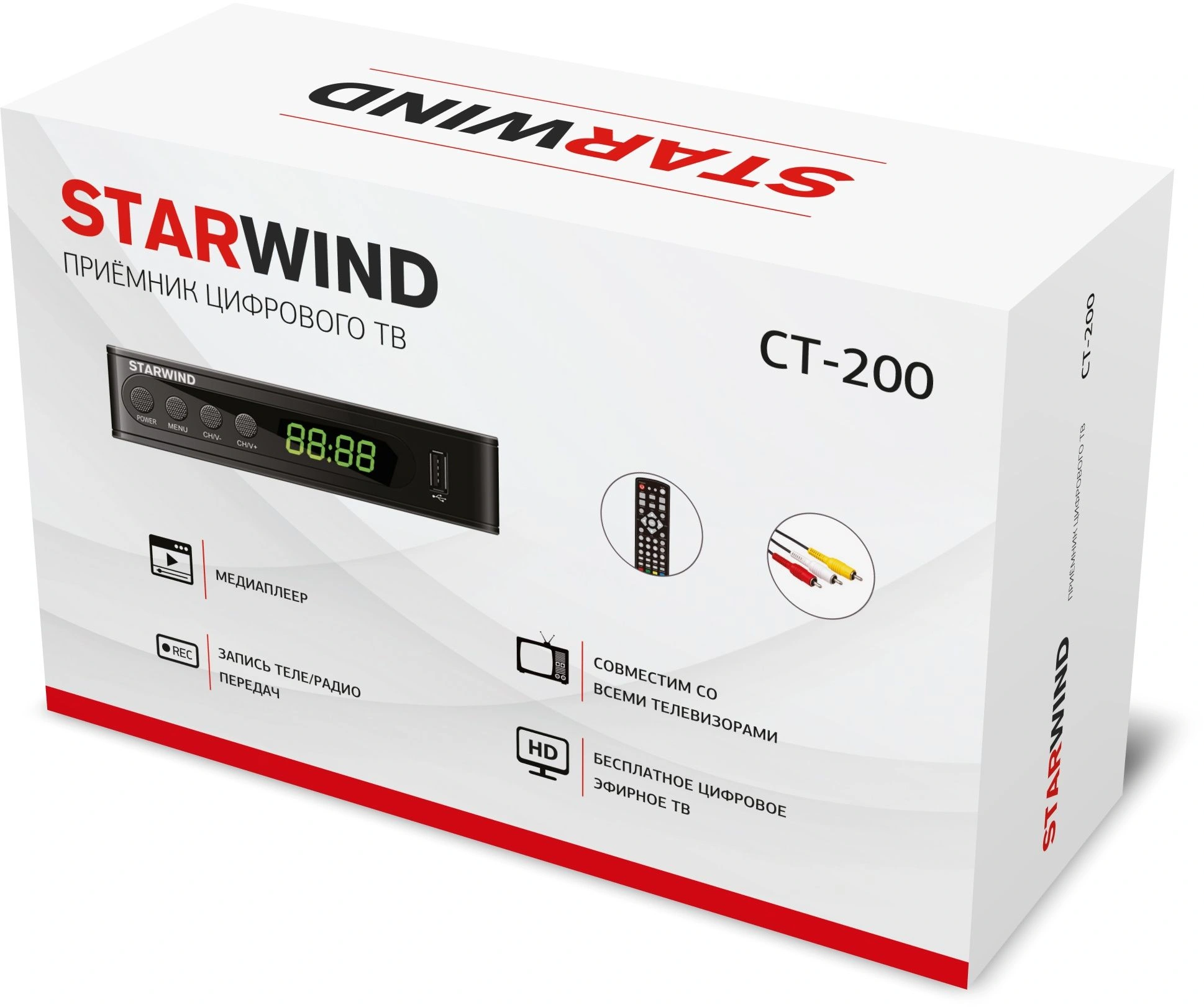 Ресивер DVB-T2 Starwind CT-200 черный