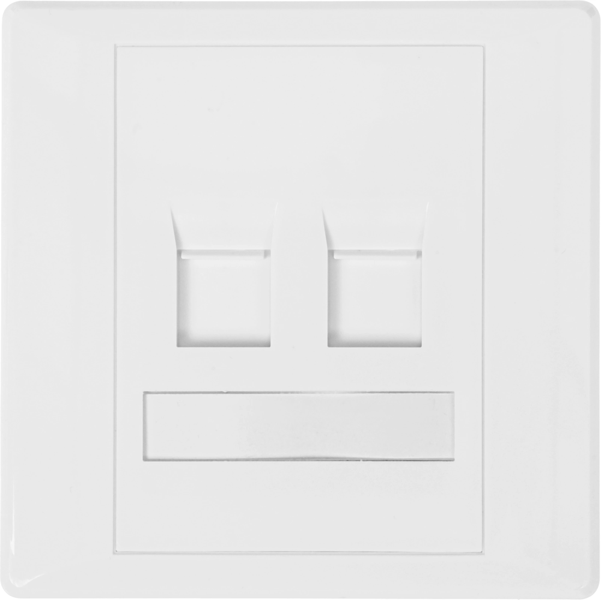 Панель Suprlan 10-0334-1 лицевая со шторкой 80x80 2xKeystone ABS пластик белый
