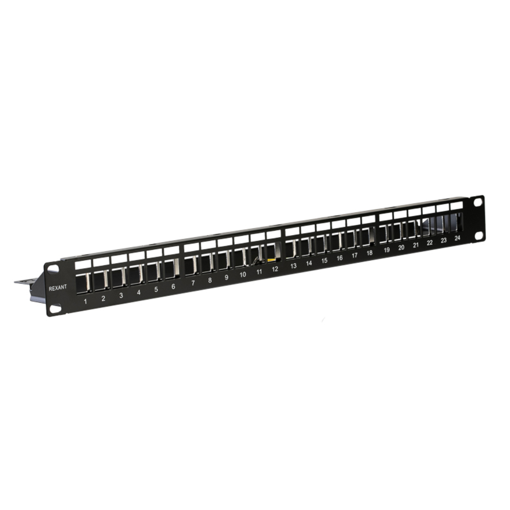 02-0054 - Патч-панель наборная, 19", 1U, под 24 модуля Keystone, STP, черная, Rexant