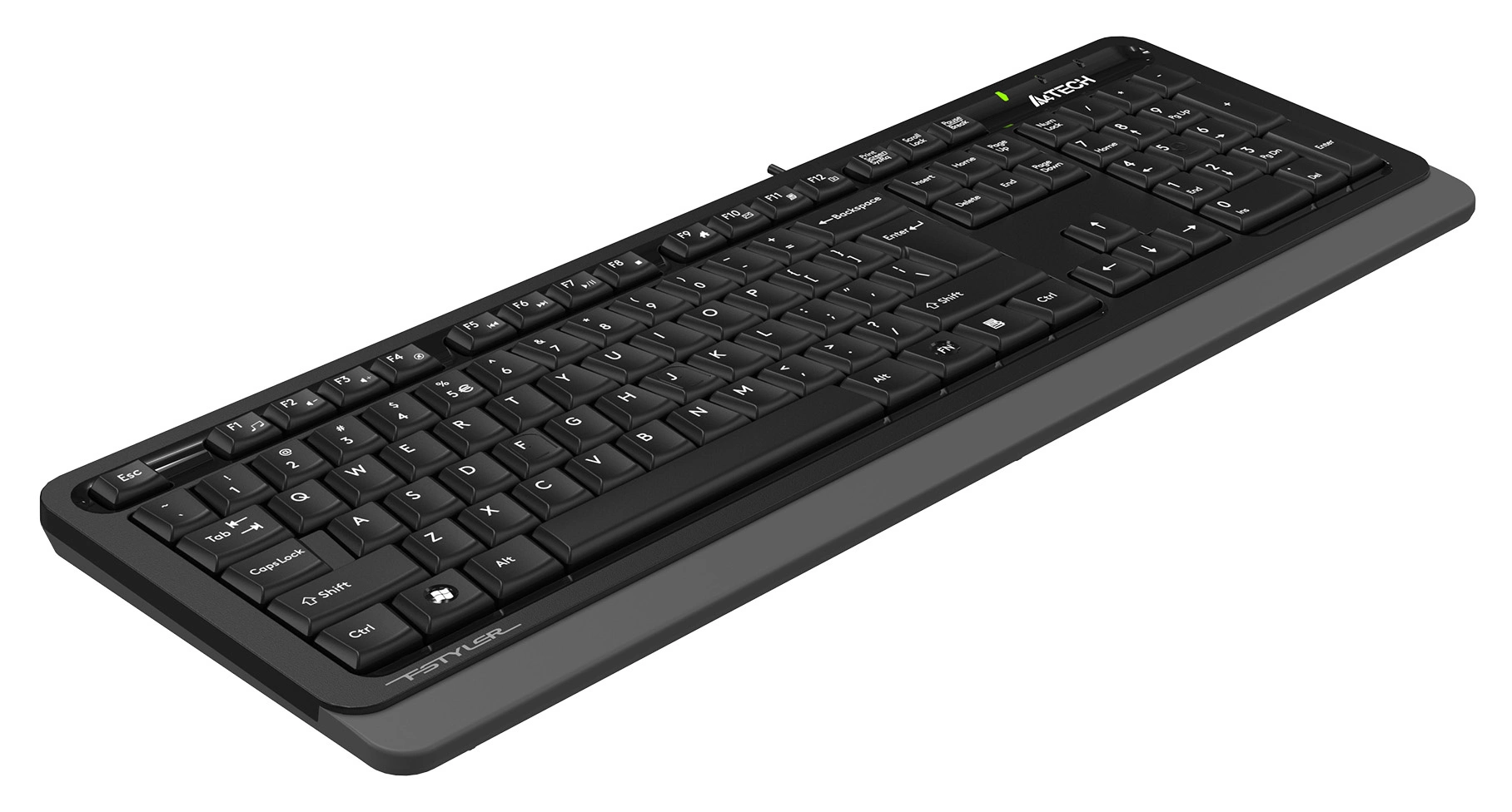 Клавиатура A4Tech FKS10 черный/серый USB (подставка для запястий) (FKS10 GREY) кабель 1.5м