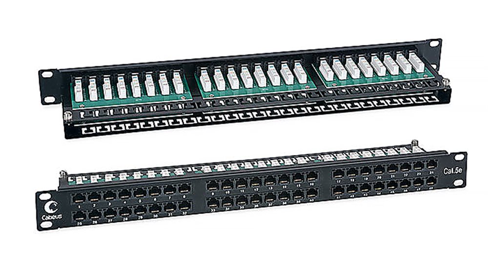 Cabeus PLHD-48-Cat.5e-Dual IDC-1U Патч-панель высокой плотности 19", 1U, 48 портов RJ-45, категория 5e, Dual IDC