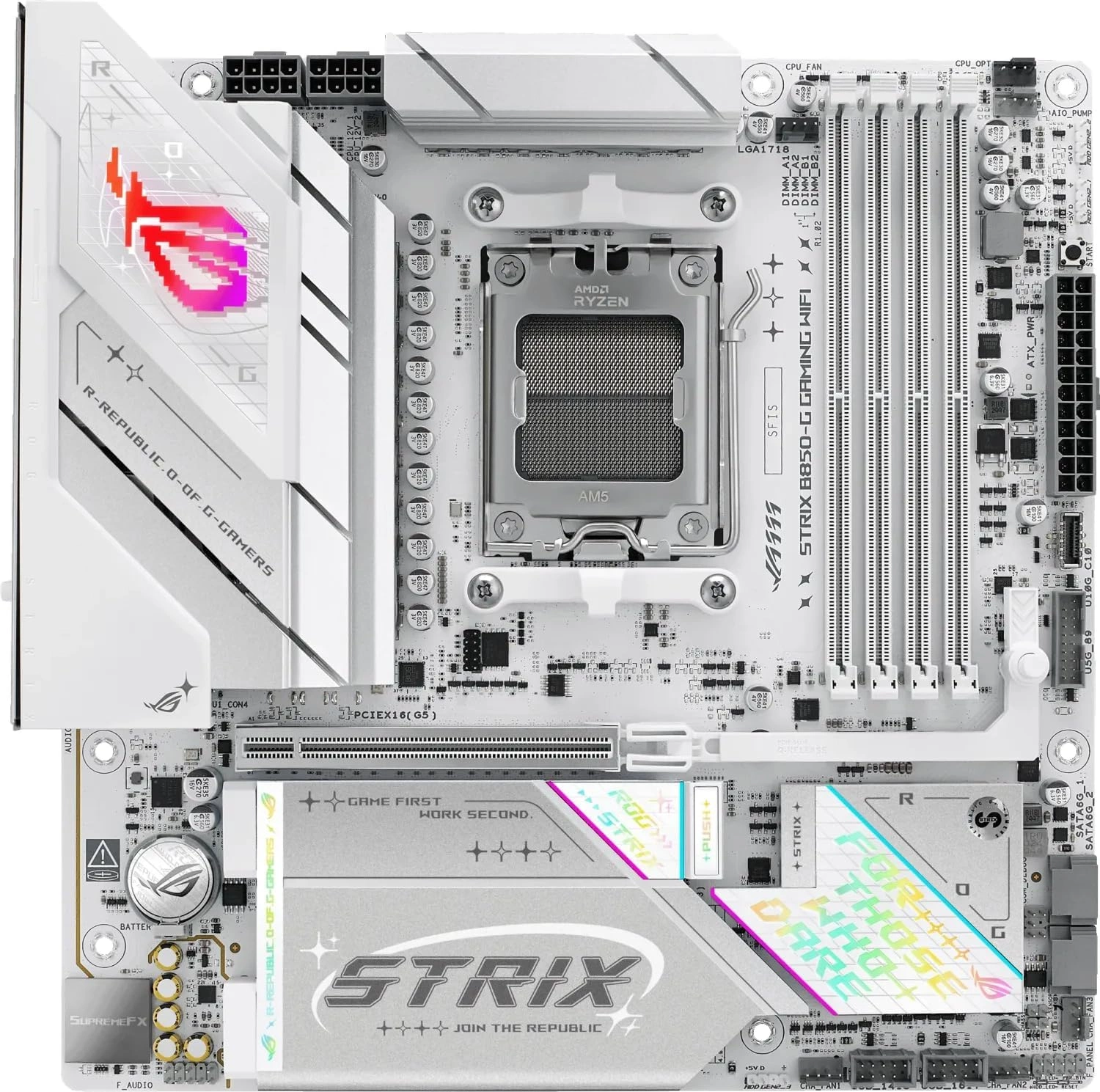 Материнская плата Asus ROG STRIX B850-G GAMING WIFI Socket AM5 AMD B850 4xDDR5 mATX AC`97 8ch(7.1) 2.5Gg RAID+HDMI+DP