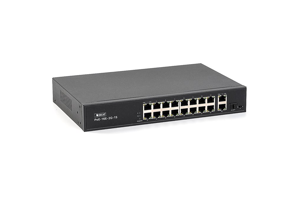 4075 SKAT PoE-16E-2G-1S коммутатор PoE Plus, мощность 150Вт, порты:16-Ethernet, 1-Uplink, 1-COMBO