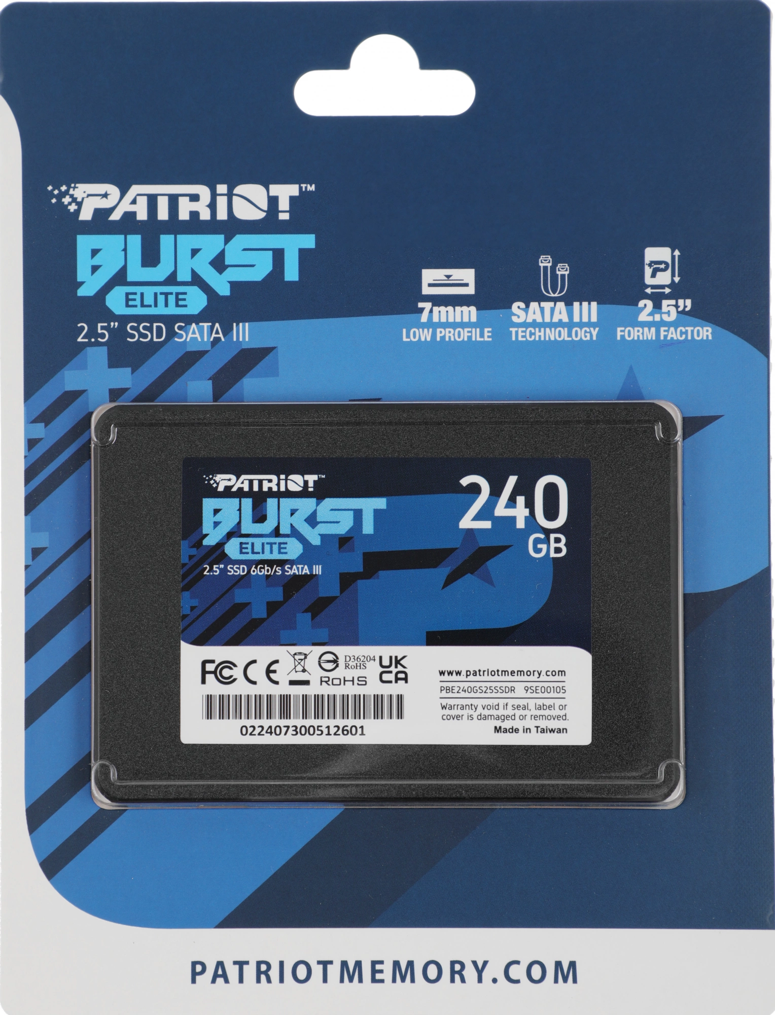 Накопитель SSD Patriot SATA-III 240GB PBE240GS25SSDR Burst Elite 2.5"