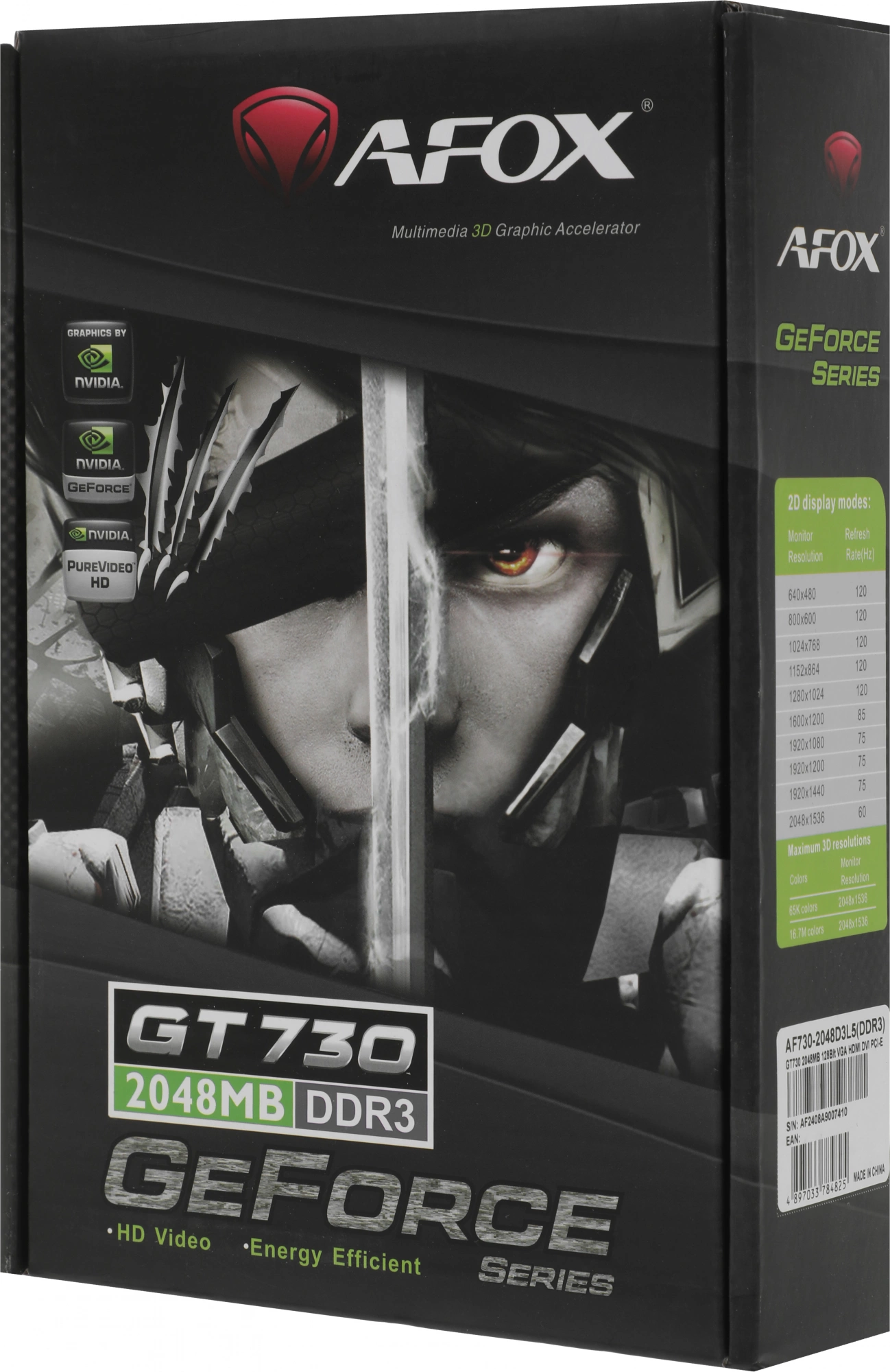 Видеокарта Afox PCI-E 2.0 AF730-2048D3L5 NVIDIA GeForce GT 730 2Gb 64bit GDDR3 900/1333 DVIx1 HDMIx1 CRTx1 HDCP Ret low profile