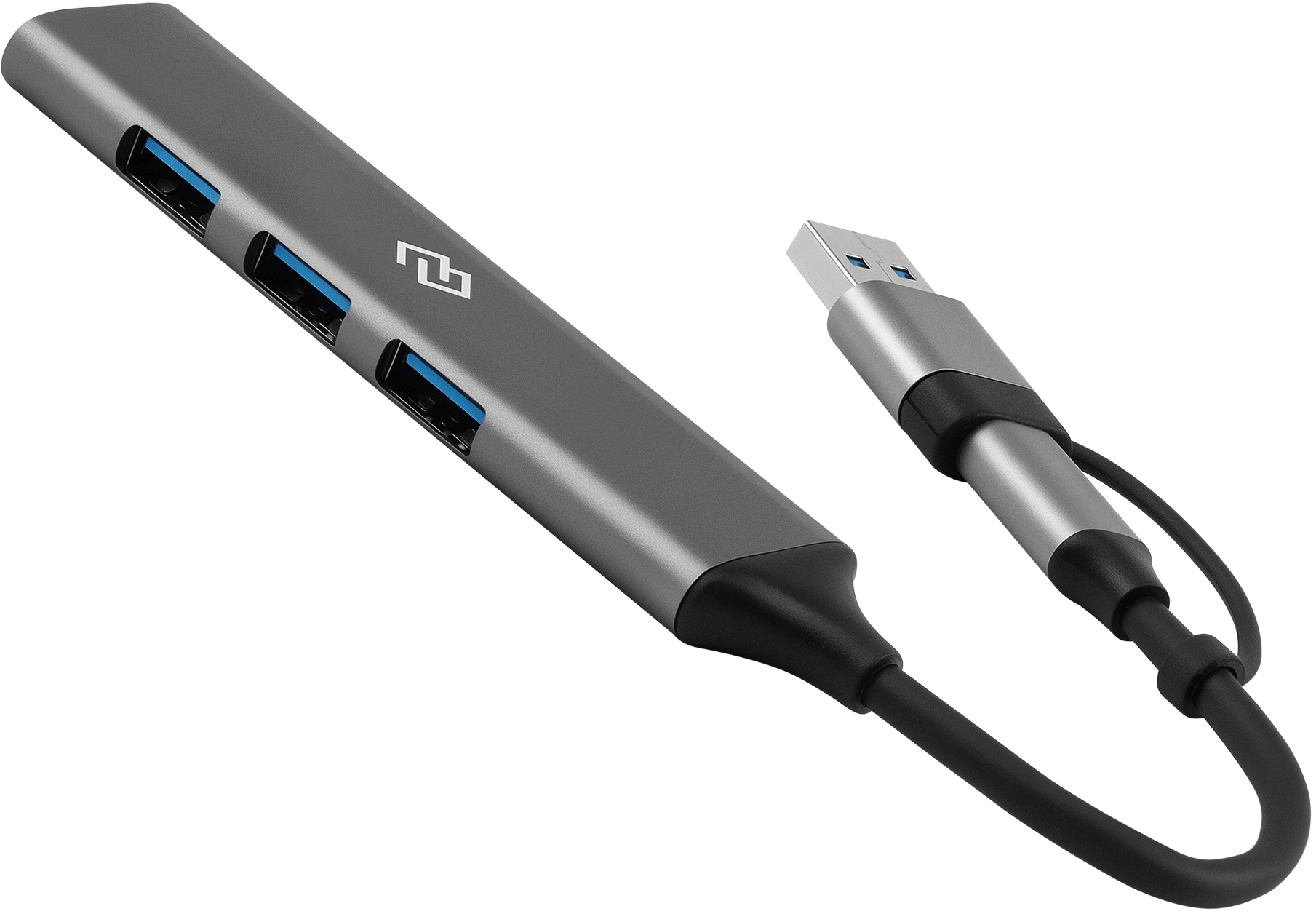 Разветвитель USB-C + USB-A Digma DHUB-4USB-AC-3.0 4порт. серебристый