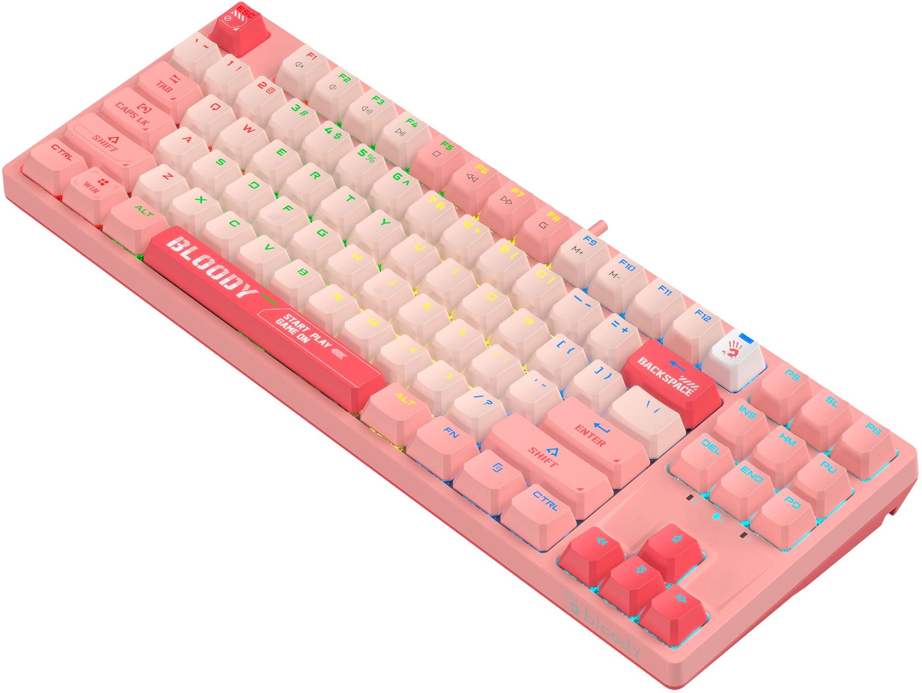 Клавиатура A4Tech S87 Energy механическая розовый USB for gamer LED (S87 USB ENERGY PINK) кабель 1.8м
