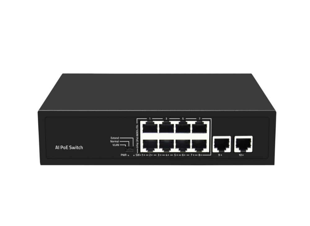 ST-NS008MB-MD - Неадминистрируемый коммутатор, 8 RJ-45 POE портов (10/100 Мбит/с), 2 RJ-45 Uplink порта (10/100 Мбит/с), бюджет на порт до 30 Вт, общий бюджет до 120 Вт.