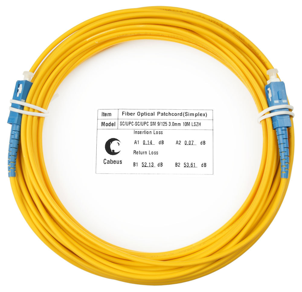 Cabeus FOP(s)-9-SC-SC-10m - Шнур оптический simplex SC-SC 9/125 sm 10м LSZH