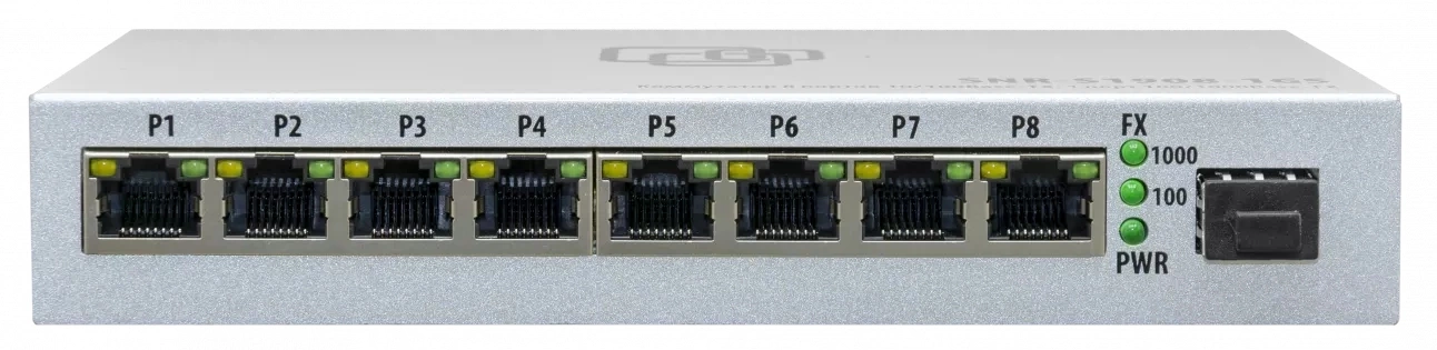 Коммутатор SNR SNR-S1908-1GS (L2) 8x100Мбит/с 1SFP неуправляемый