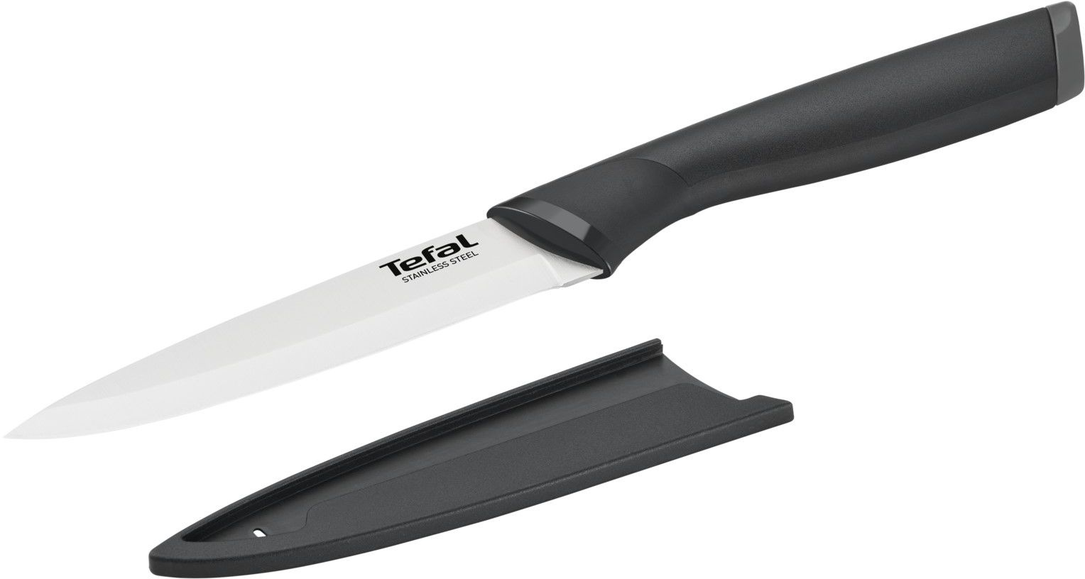 Нож Tefal K2213904 (2100121738) стальной универсальный лезв.120мм прямая заточка серебристый/черный пласт.коробка