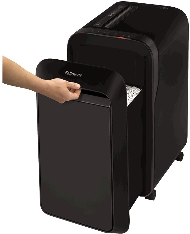 Шредер Fellowes PowerShred LX220 черный (секр.P-4) фрагменты 20лист. 30лтр. скрепки скобы пл.карты