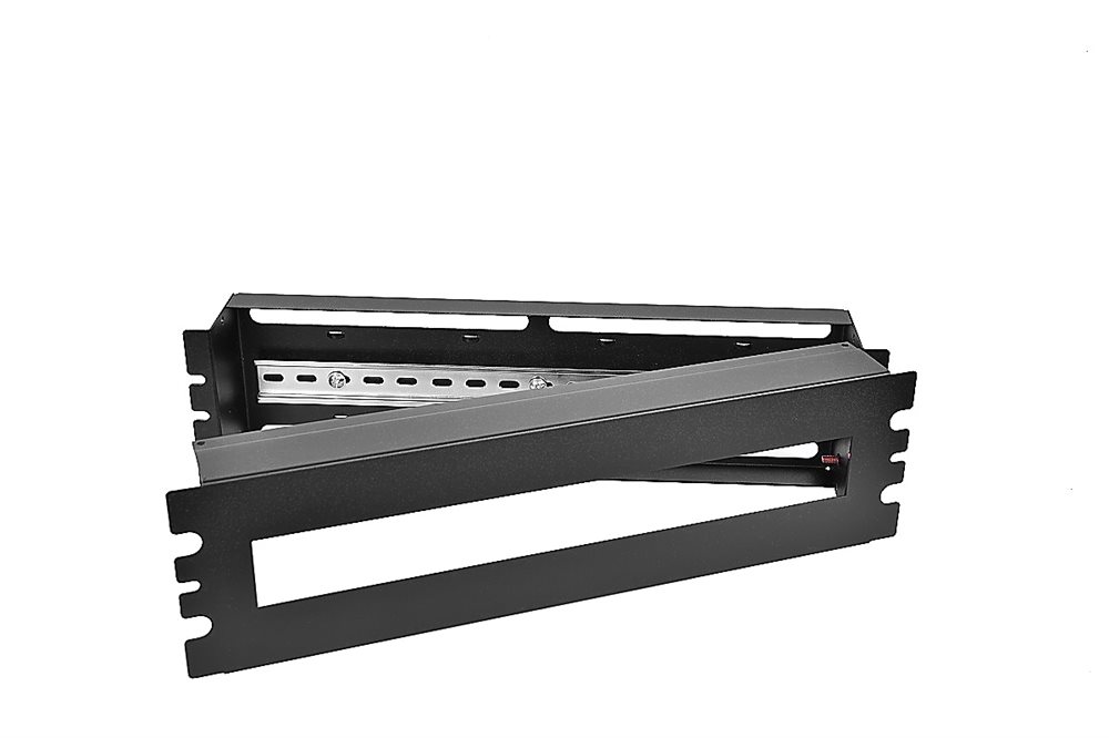 КП-АВ-9005 - 19″ панель с DIN-рейкой PS-3U, цвет черный ЦМО