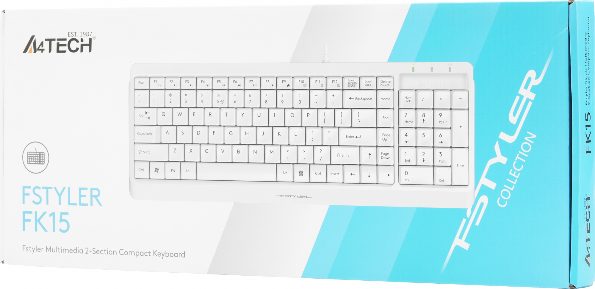 Клавиатура A4Tech FK15 белый USB (FK15 WHITE) кабель 1.5м