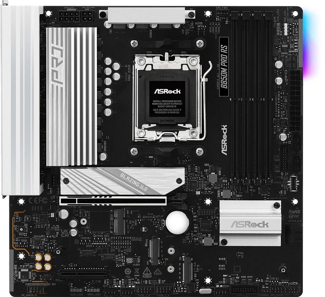 Материнская плата Asrock B850M PRO RS Socket AM5 AMD B850 4xDDR5 mATX AC`97 8ch(7.1) 2.5Gg RAID+HDMI+DP