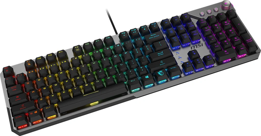 Клавиатура MSI 600 Silent механическая серый/черный USB Multimedia for gamer LED (подставка для запястий) (S11-04RU256-CLA)