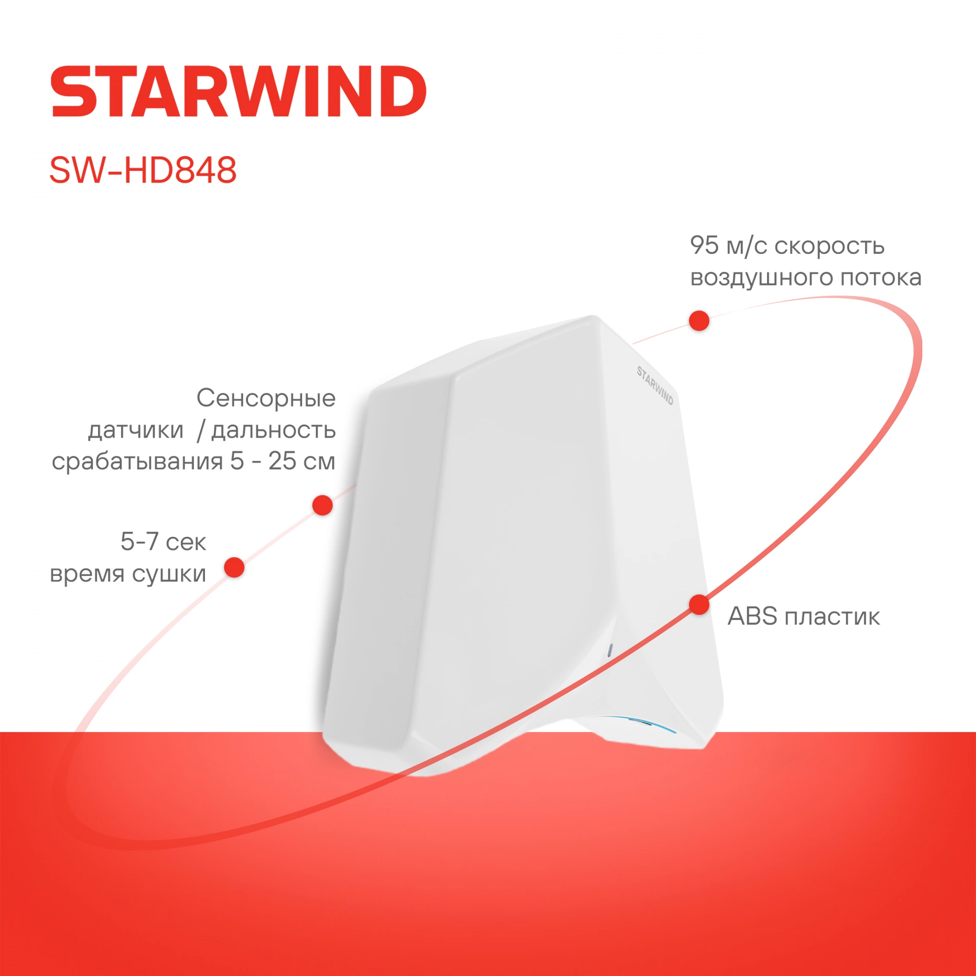Сушилка для рук Starwind SW-HD848 1200Вт белый