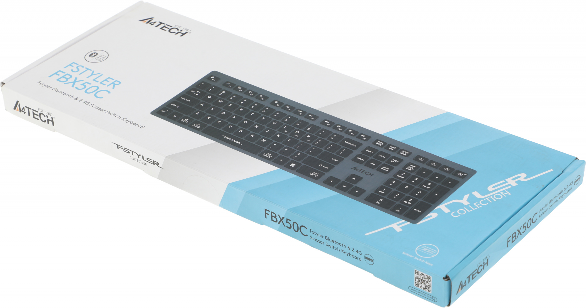 Клавиатура A4Tech FBX50C черный USB беспроводная BT/Radio slim Multimedia (FBX50C GREY)