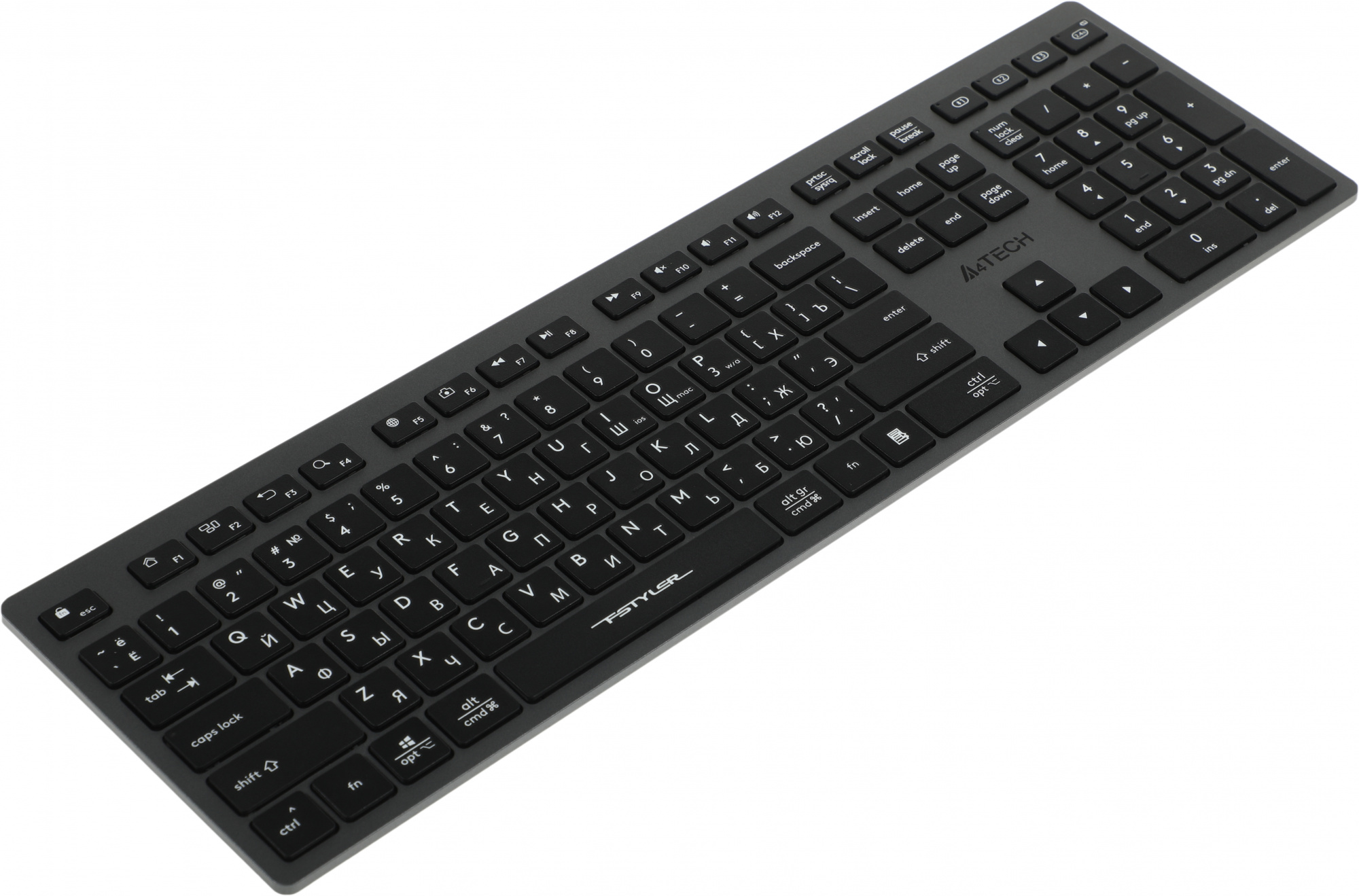 Клавиатура A4Tech FBX50C черный USB беспроводная BT/Radio slim Multimedia (FBX50C GREY)